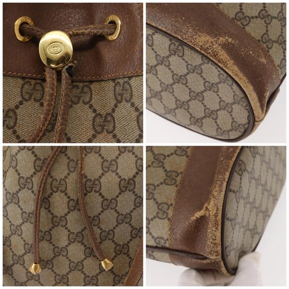 GUCCI GG Supreme Web Sherry Line Bag PVC Beige Gold - Picture 13 of 15